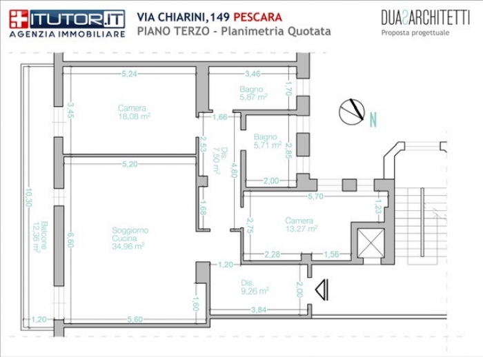 Appartamento con due camere, sala e cucina