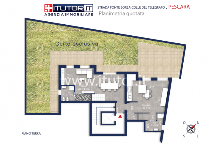 Pescara - Colle Del Telegrafo porzione di trifamiliare costruzione 2012, con giardino privato e garage.