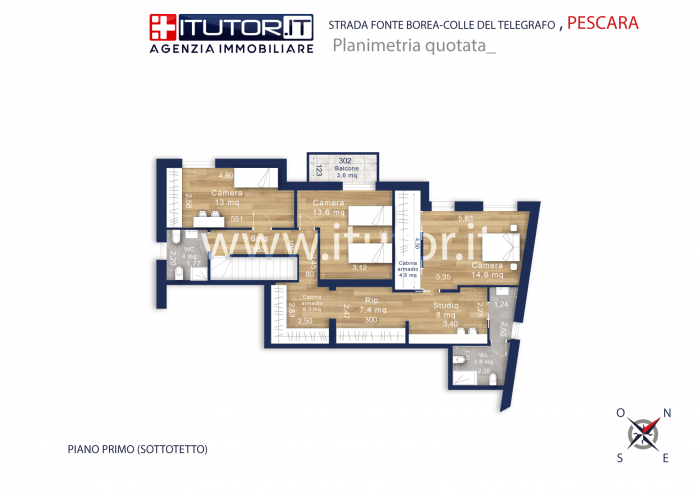 Pescara - Colle Del Telegrafo porzione di trifamiliare costruzione 2012, con giardino privato e garage.